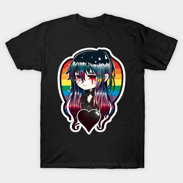 Black Heart, dripped eyes and Rainbow! T-Shirt by The-Dark-King